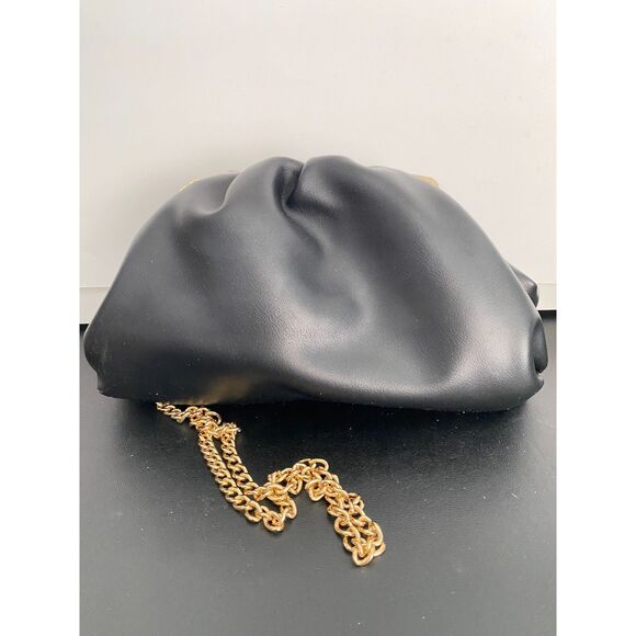 Understated LEATHER Black Formal Handbag Shoulder Chain - Picture 2 of 9